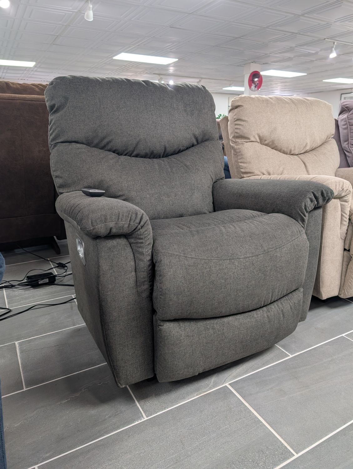 James Power Rocking Recliner w/ Headrest &amp; Lumbar I-Rhodes Midnight FD *TEMPUR* DO