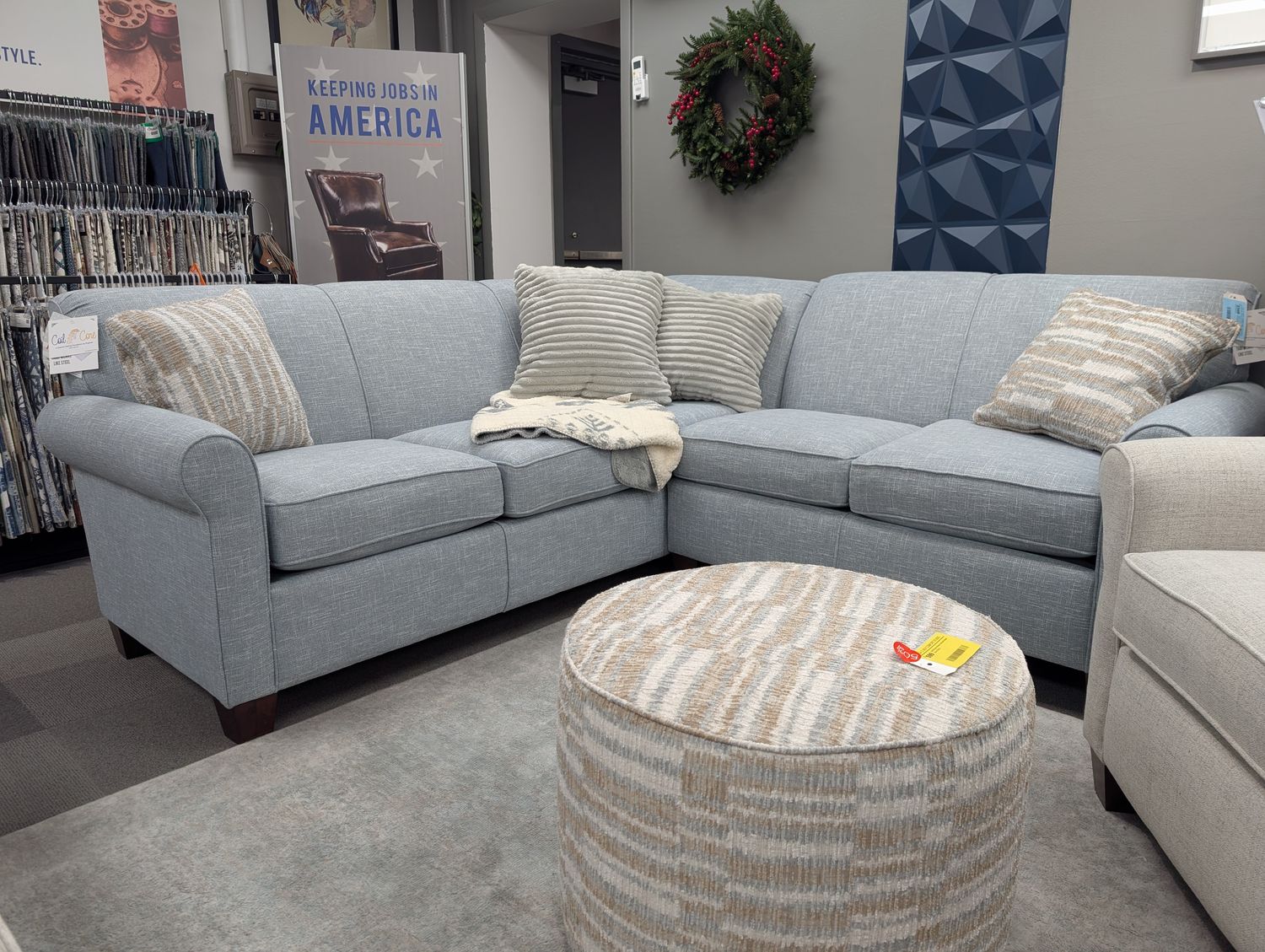 Angie 2 Peice Sectional Blair Baltic With Cushion Coil Frame Coil