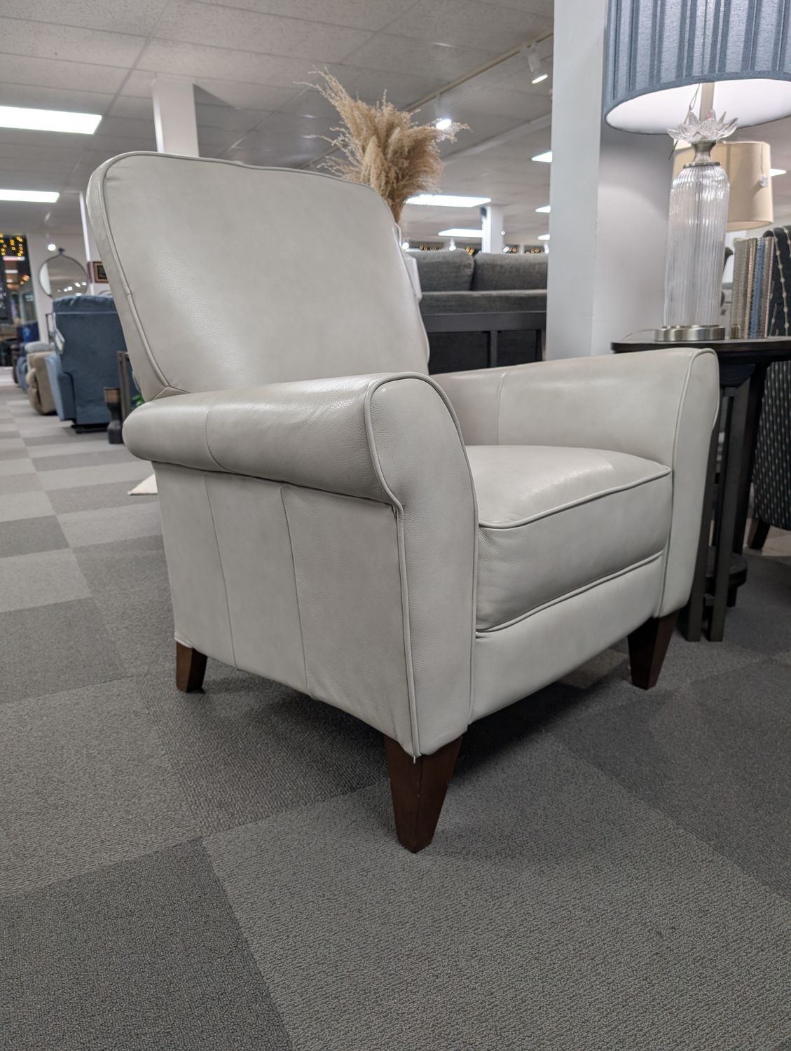 Haven High Leg Reclining Chair Titan Platinum Leather CLEARANCE