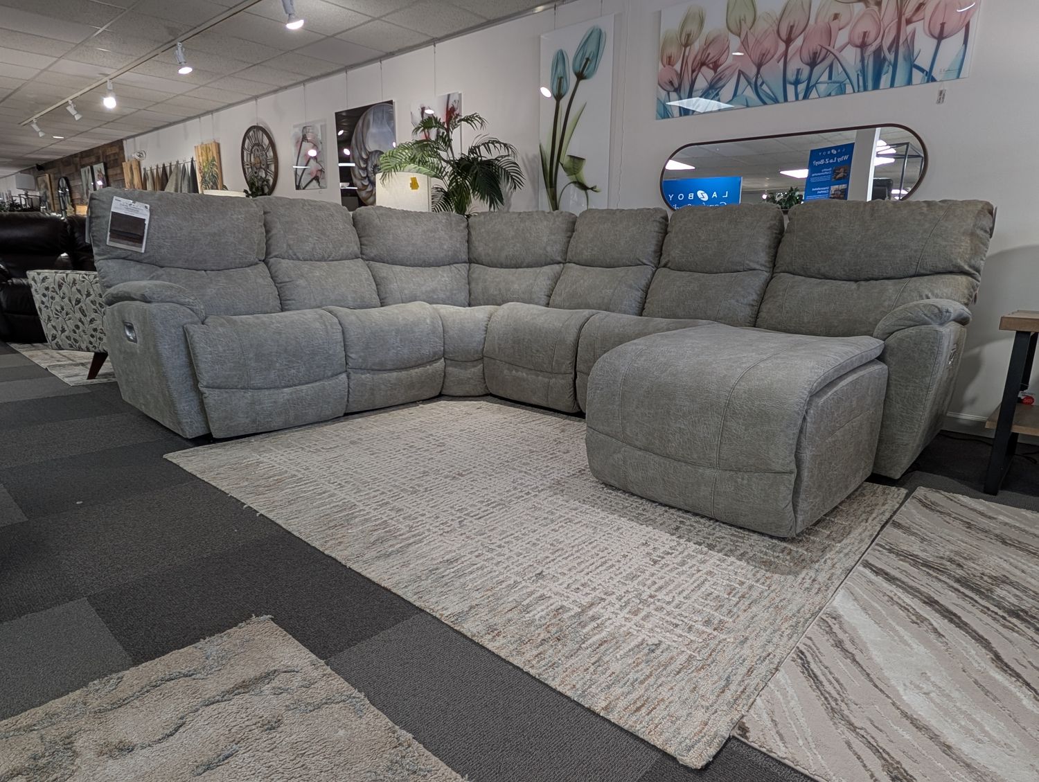 Trouper 5 Peice Sectional With Power Headrest, Lumbar and RW Northwest Dove