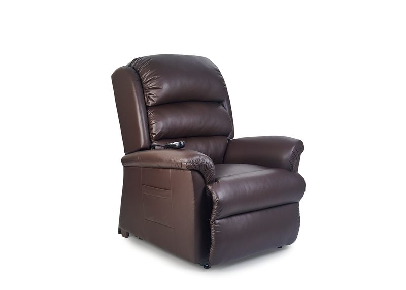 Polaris Large Lift Chair Brisa Coffee Bean with footrest extension.