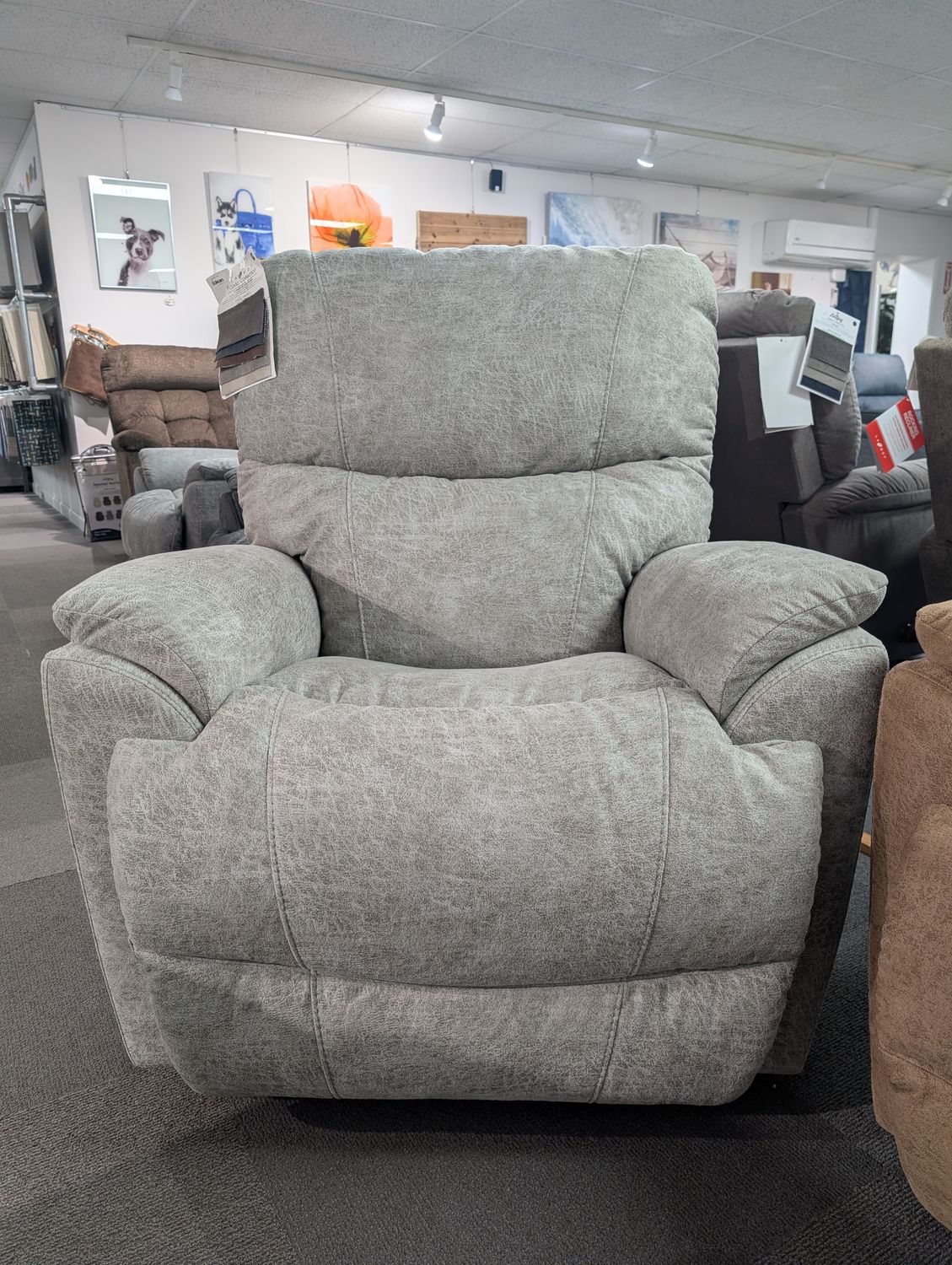 Trouper Power Rocking Recliner With Headrest, Lumbar - i-Northwest Dove Fabric