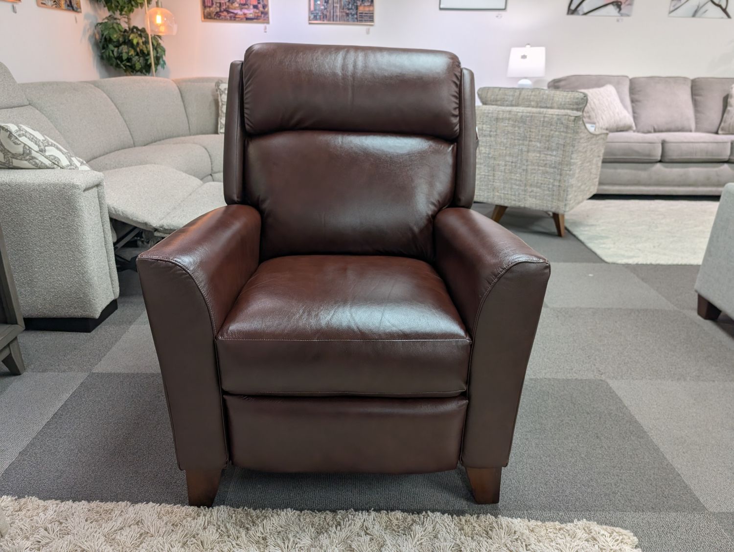 Rheeves High Leg Reclining Chair - Cozy Match Walnut Leather