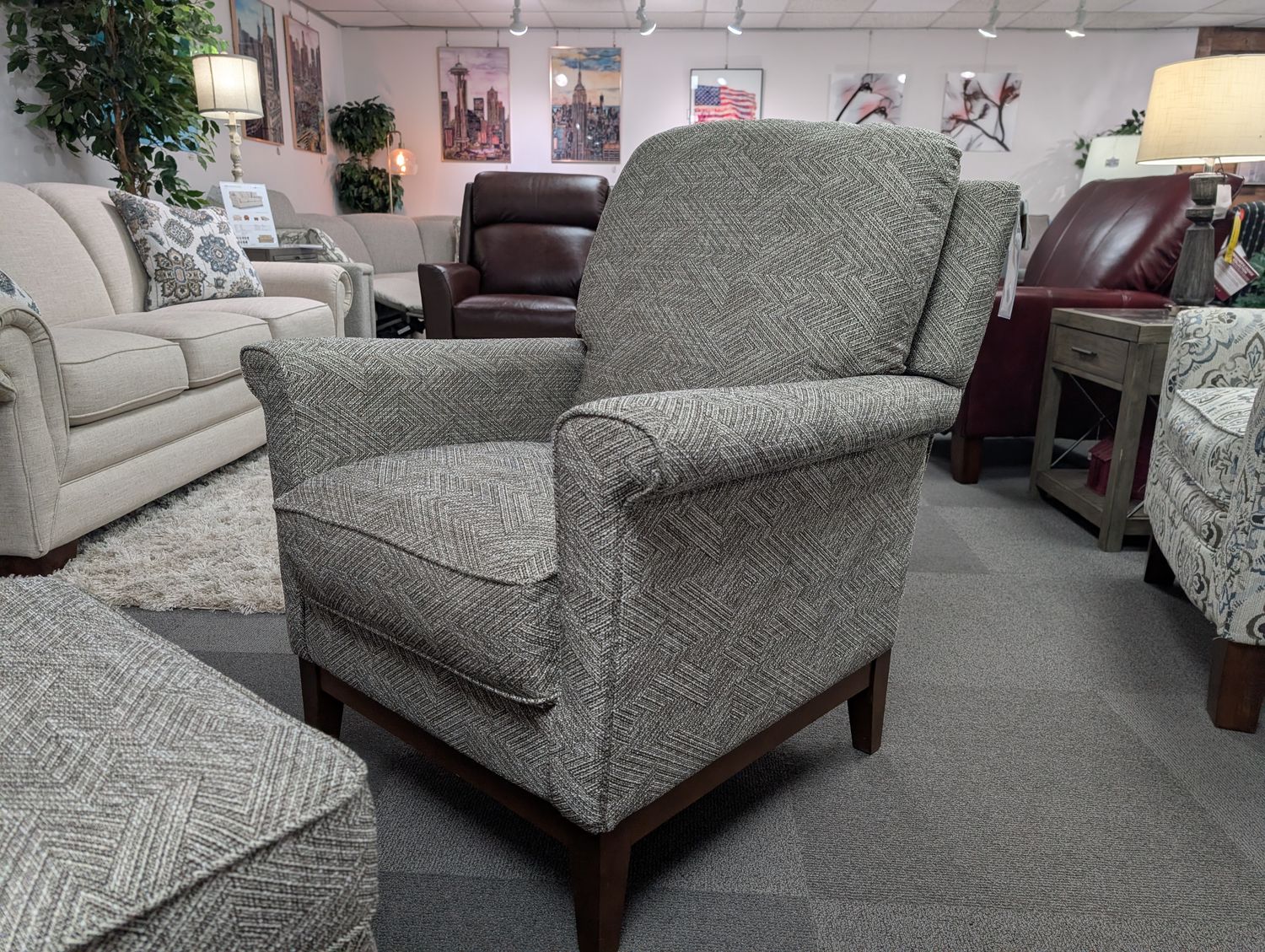 Ferndale Reclining Chair &amp; Ottoman- Lynx Birch Fabric
