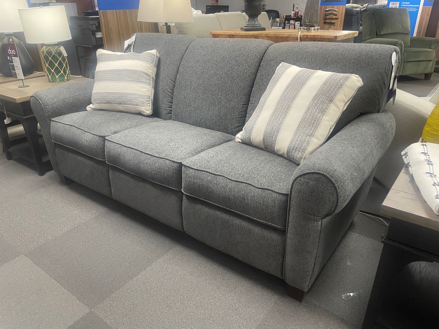Bennett Duo Power Reclining Sofa - Social Club Charcoal Fabric