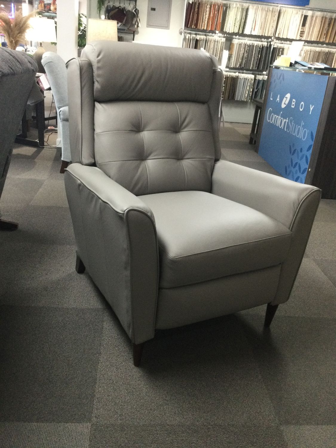 Brentwood High Leg Reclining Chair - Samba Gray Leather