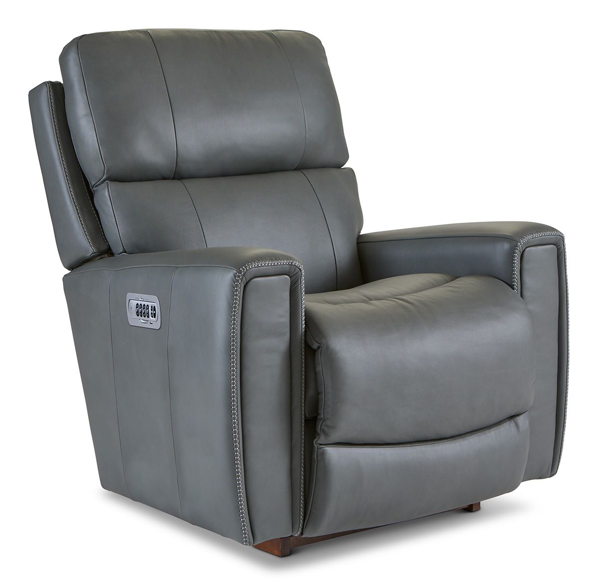 Apollo Power Rocking Recliner w/ Headrest &amp; Lumbar Salvo Blue Grey Leather