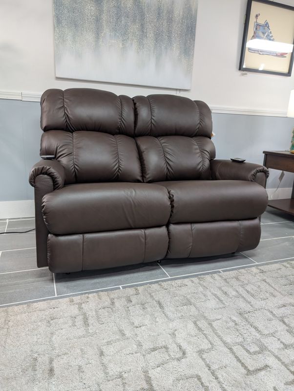 Pinnacle Power Wall Reclining Loveseat w/ Headrest &amp; Lumbar Opulence Umber Leather RW