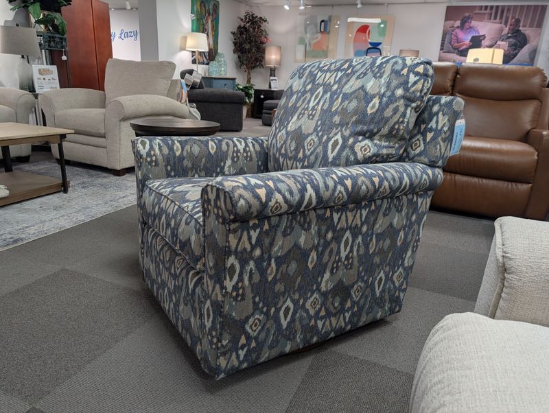 Ferndale Swivel Gliding Chair - Lakota Indigo Fabric