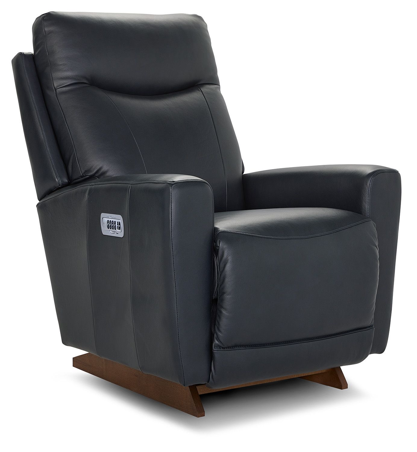 Kodie Power Rocking Recliner With Headrest, Lumbar - Sutton Navy Leather