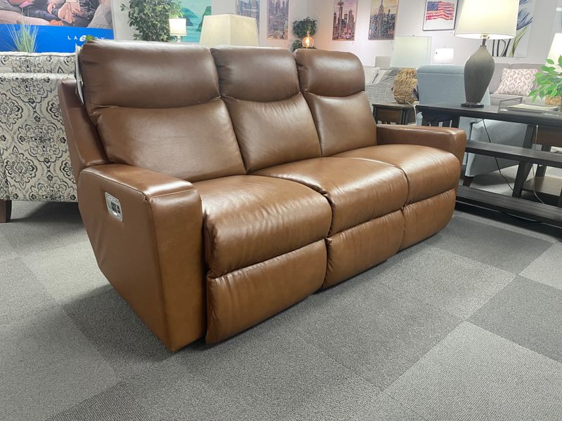Emmons Power Reclining Sofa With Headrest, Lumbar RW - Camaraderie Oak Leather