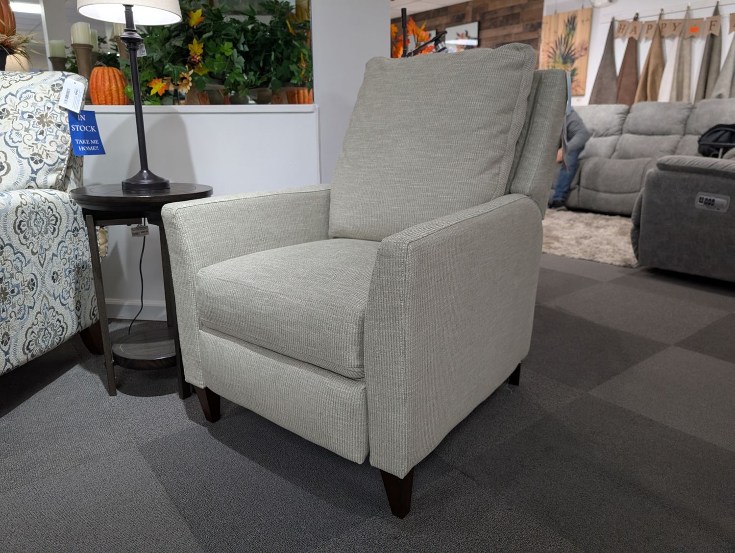 Audrey High Leg Reclining Chair With Headrest RW - Manorwood Herb Fabric