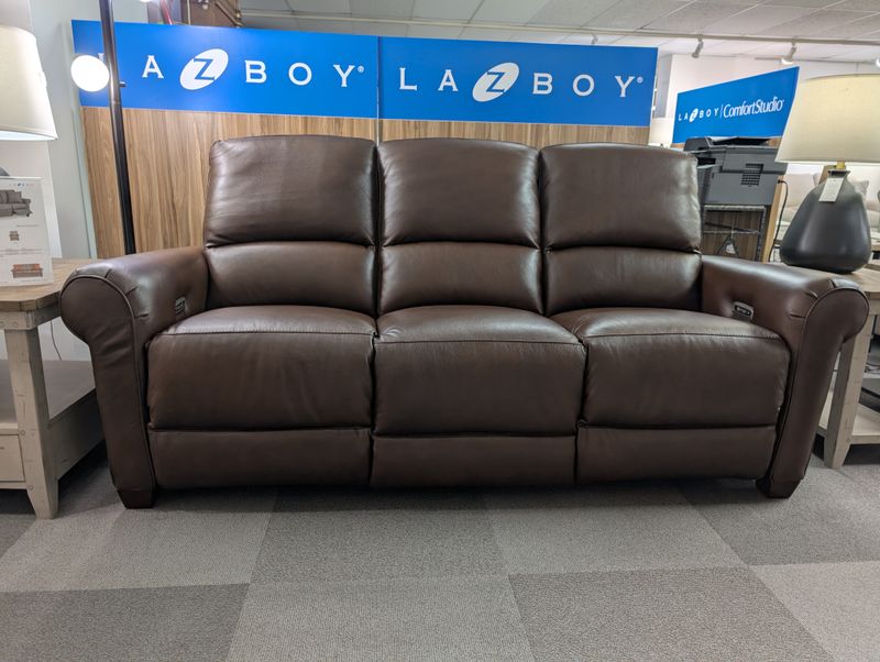 Clybourn Power Reclining Sofa With Headrest - Sutton Cognac Leather
