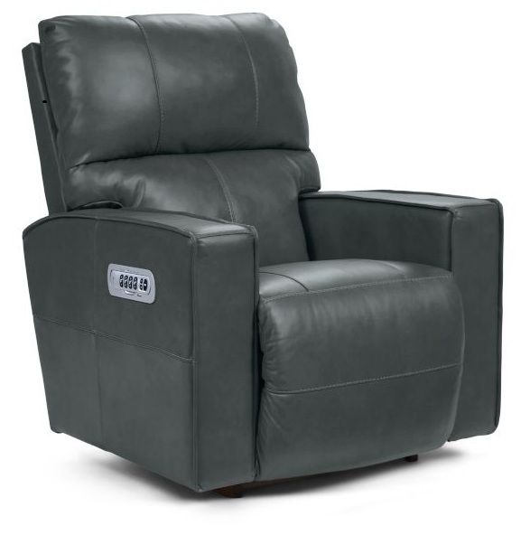 Maddox Power Rocking Recliner w/ Headrest &amp; Lumbar Topflight Slate Leather