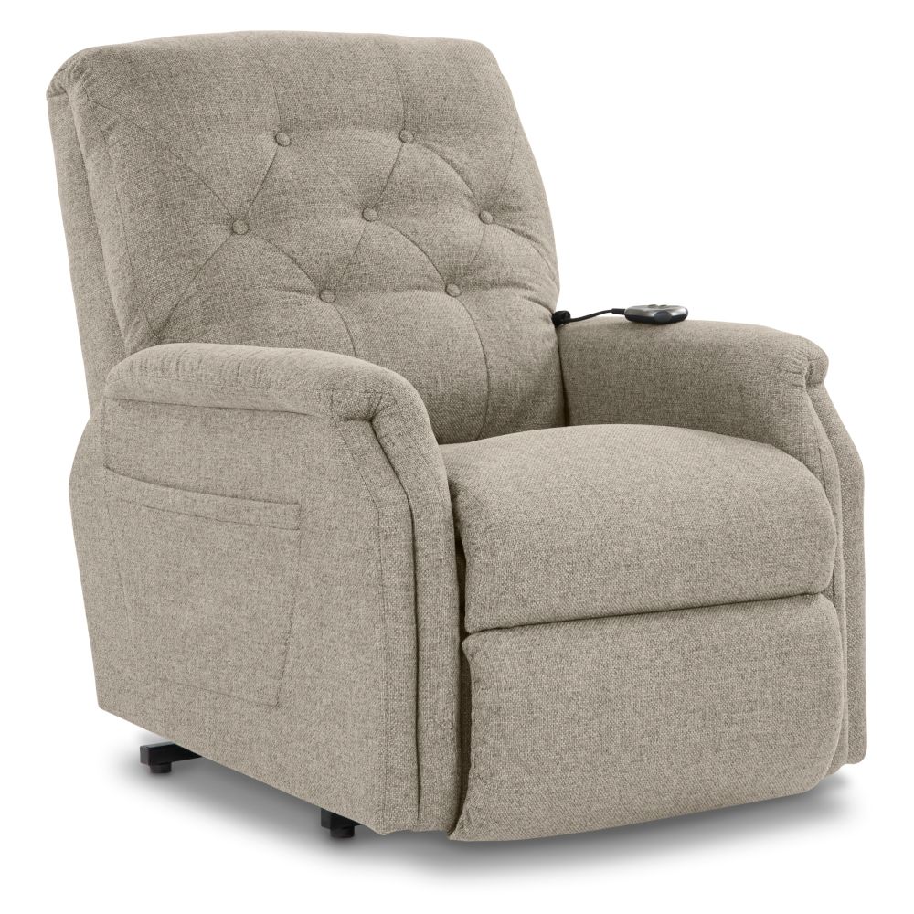 Billie Bronze Power Lift Recliner - i-Rockport Mushroom Fabric