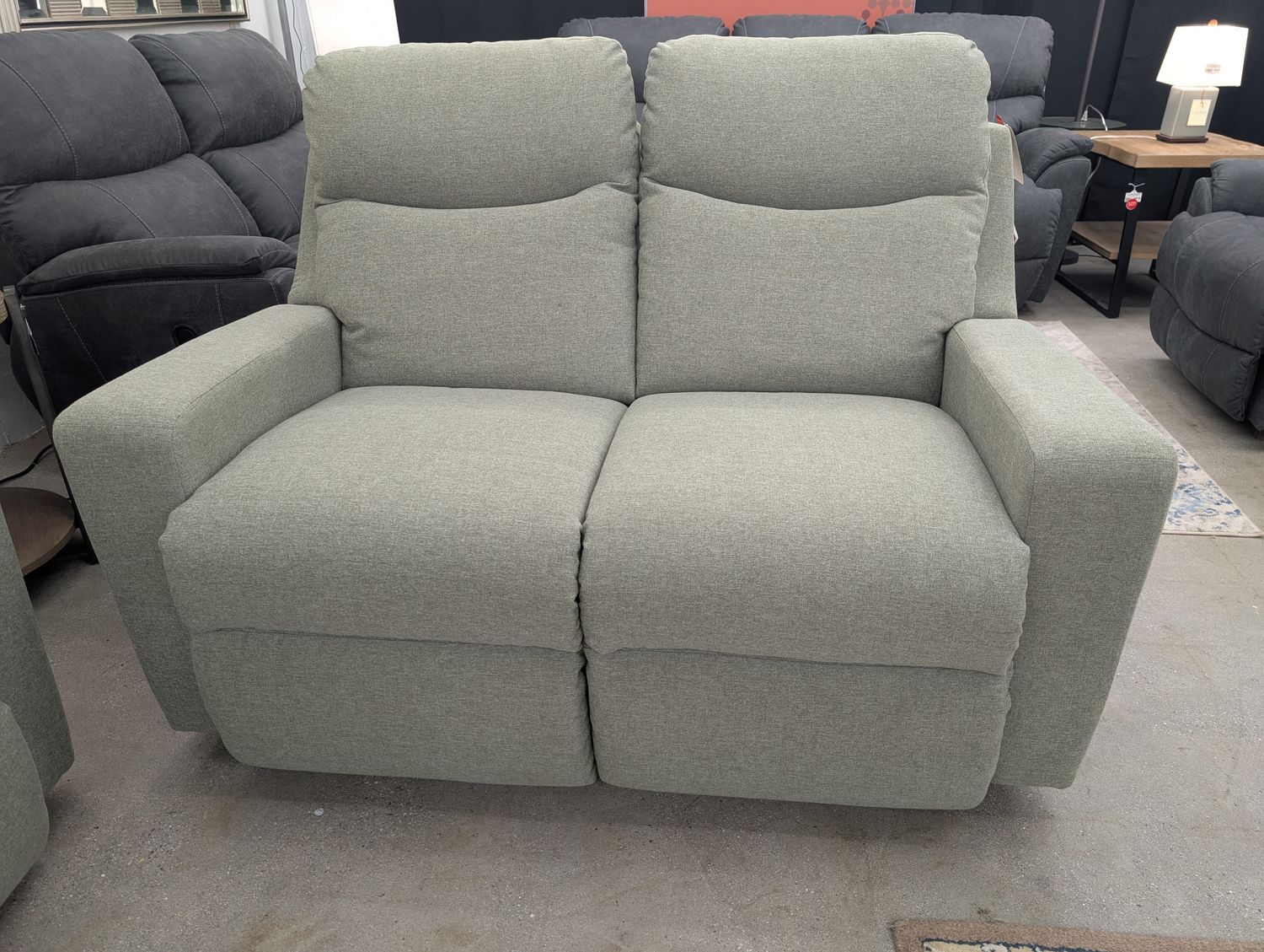 Emmons Power Reclining Loveseat With Headrest, Lumbar Contour Cushion, Wireless Remotes - i-Rene Moss Fabric
