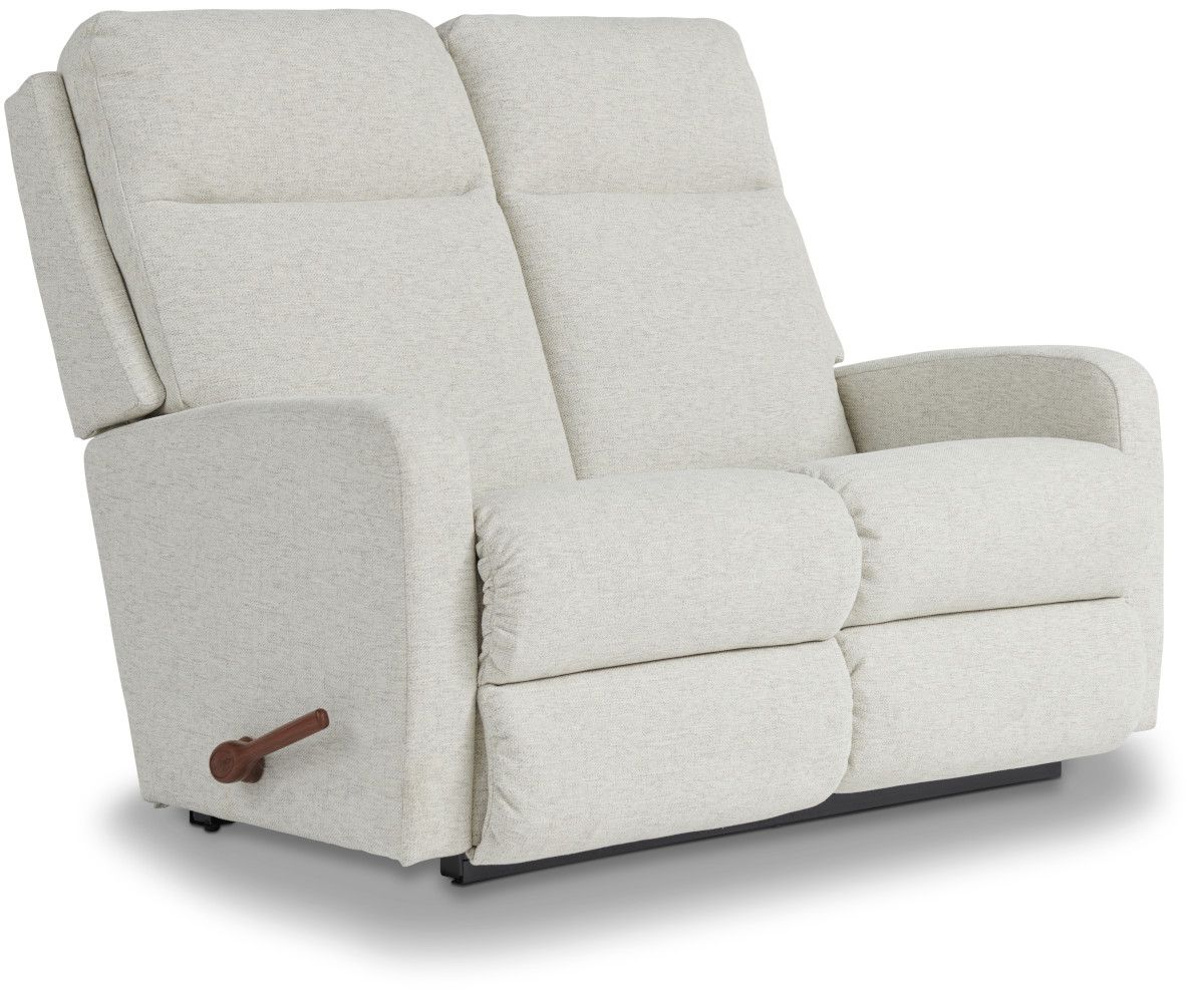 Finley Wall Reclining Loveseat Dual Black Arc Handles - i-Favorite Oyster Fabric