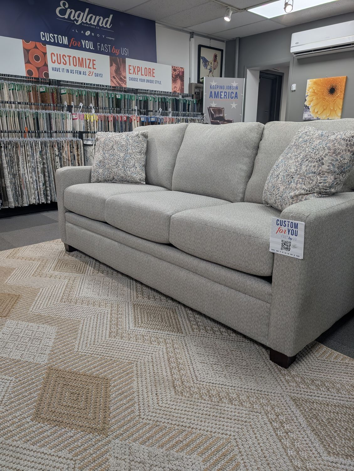 Norwood Sofa Benson Stone With Coil Cushion and Frame Upgrade