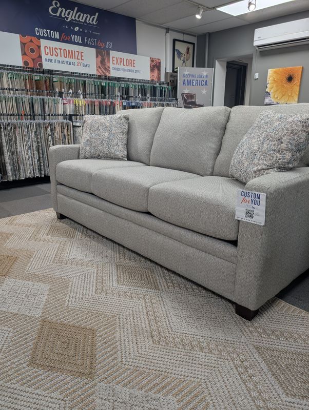 Norwood Sofa Benson Stone With Coil Cushion and Frame Upgrade