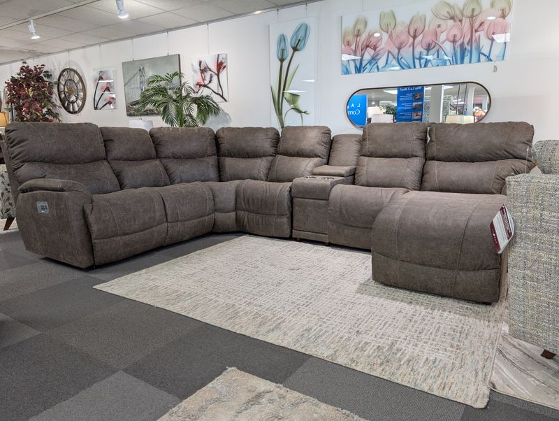 Trouper 6 Piece Sectional With Power Headrest, Lumbar and RW Northwest Mink