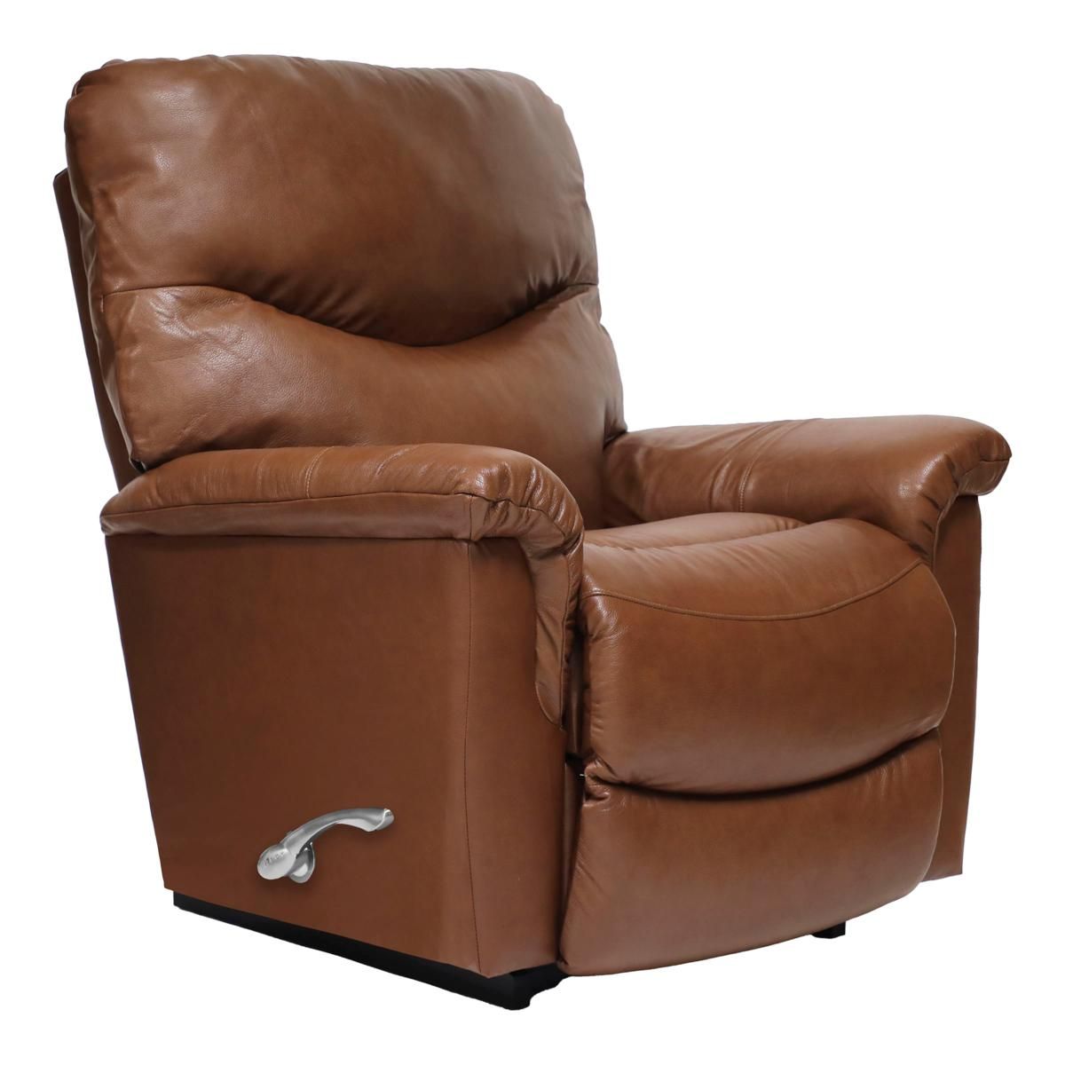 James Rocking Recliner Sidekick Cobblestone Leather FD Arc Handle *Contour Cushion*