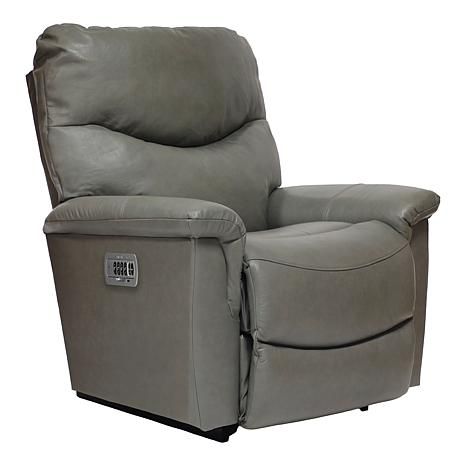 James Power Rocking Recliner w/ Headrest &amp; Lumbar Sidekick Grey Leather FD *Contour Cushion*