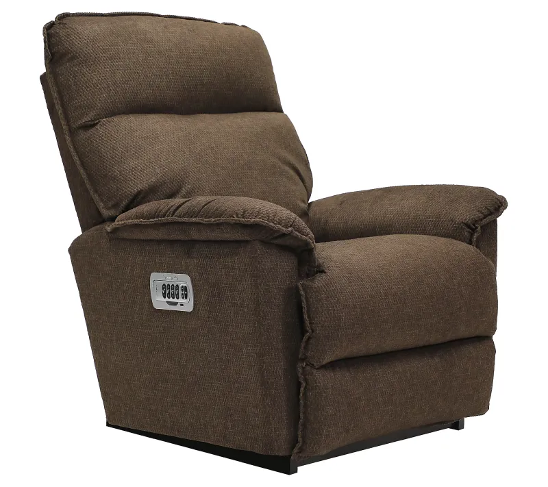 Jay Power Rocking Recliner With Headrest, Lumbar Tempur Foam Seat - i-Saxton Espresso Fabric