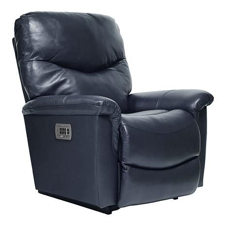 James Power Rocking Recliner w/ Headrest &amp; Lumbar Sidekick Navy Leather FD *Contour Cushion*