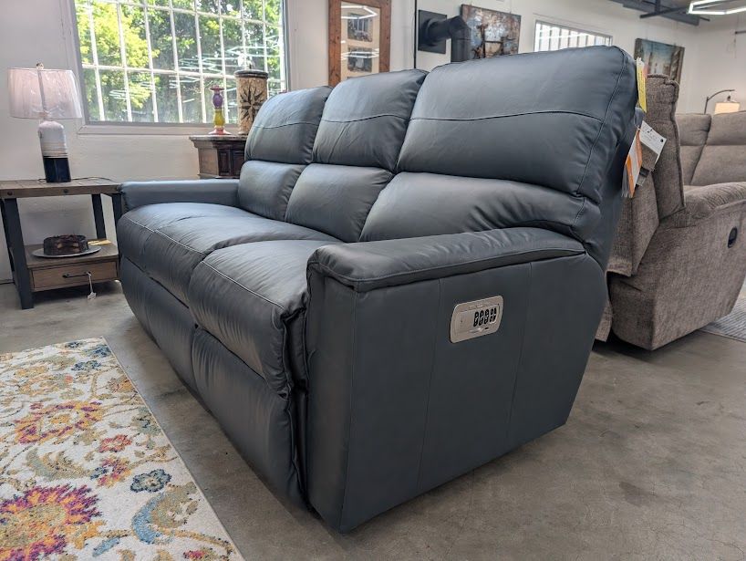 Ava Power Reclining Sofa With Headrest, Lumbar Wireless Remotes - Manchester Midnight Leather