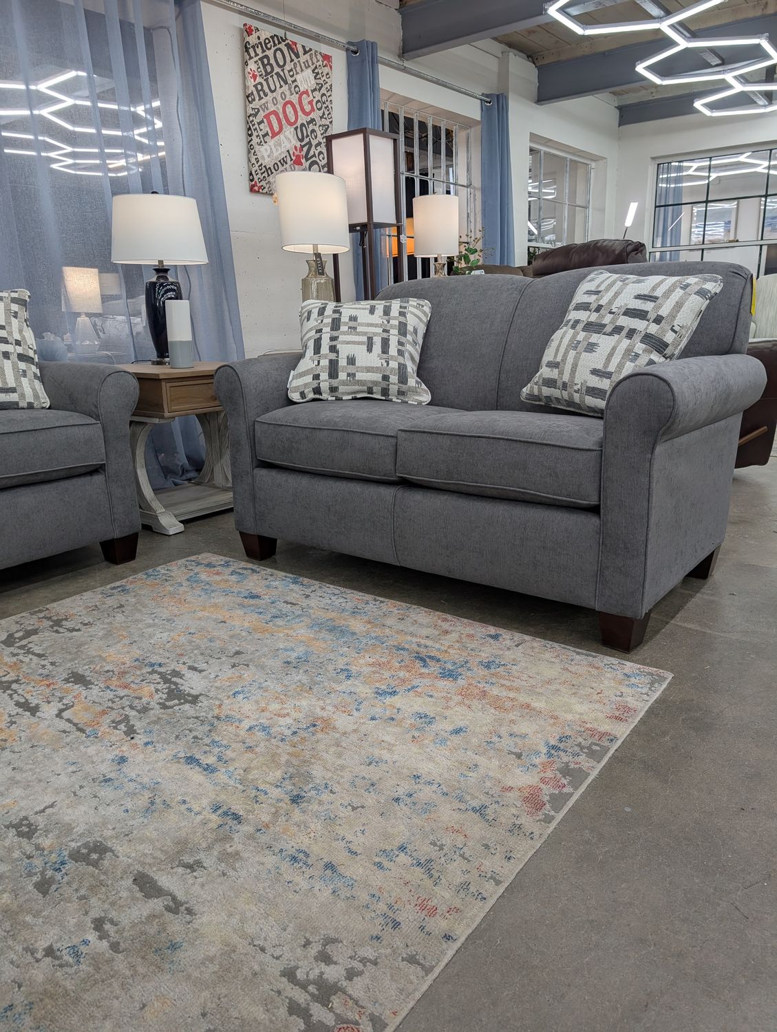 Angie Loveseat Mia Slate FD With Frame and Cushion Coil