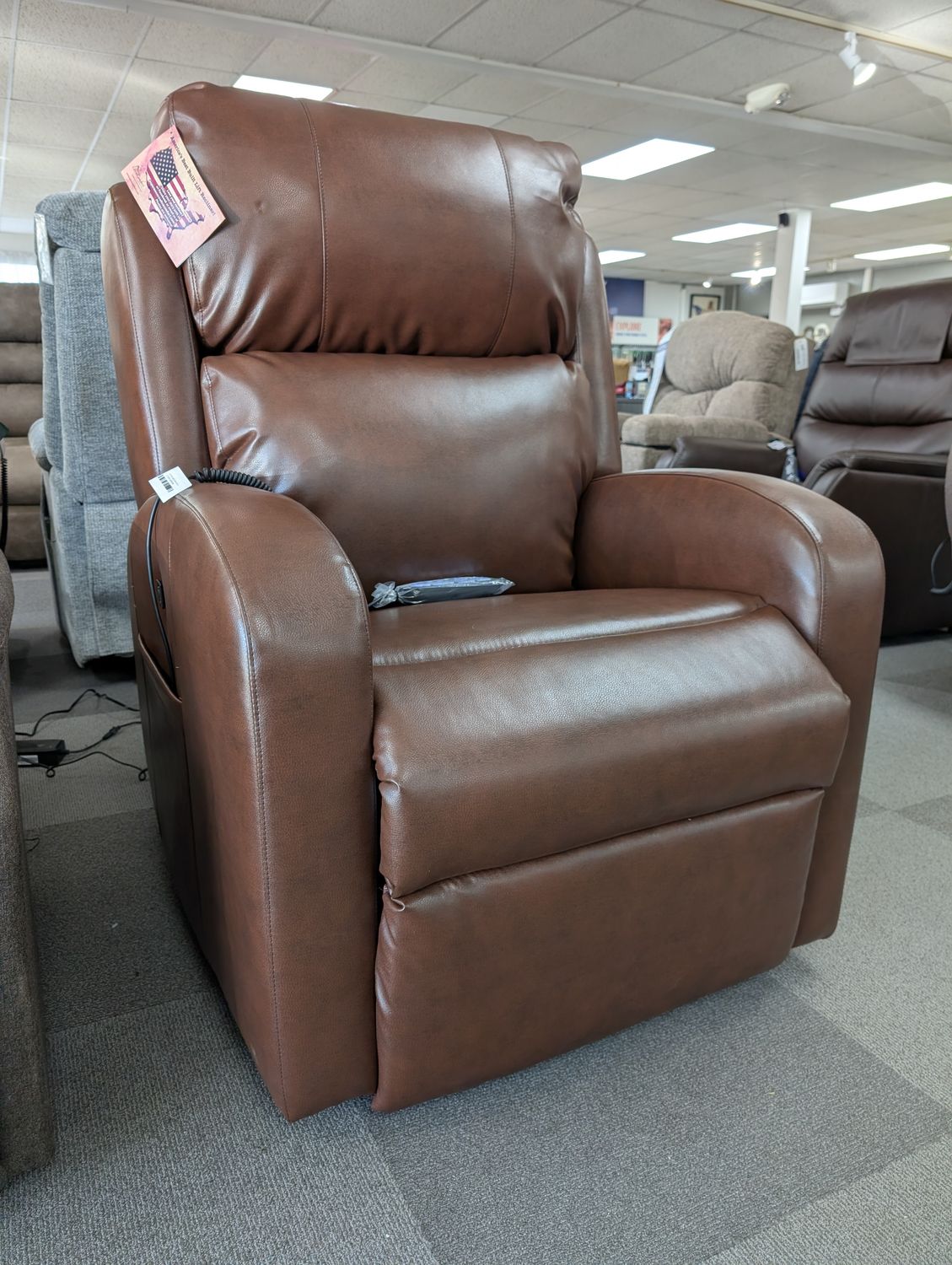 Aiden Medium Lift Chair With 4 Motor Heat &amp; Vibrating Massage Sinda Chestnut