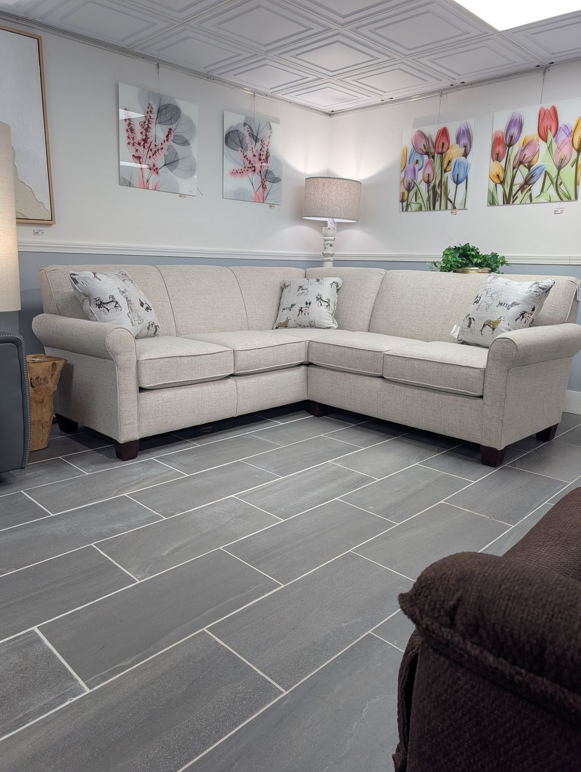 Angie 2 Peice Sectional Hadley linen With Cushion Coil Frame Coil