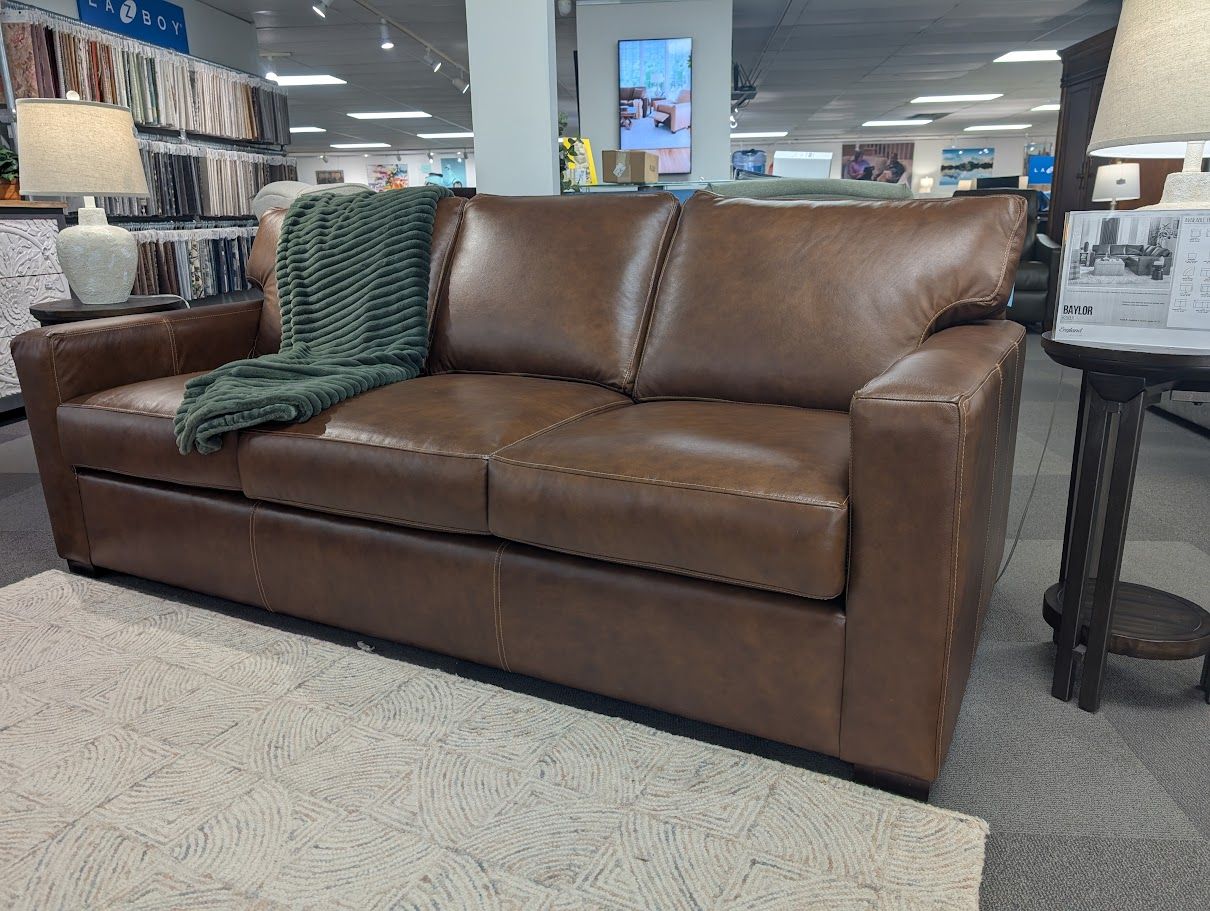 Baylor LEATHER Sofa Revelation Tigers Eye Cushion Coil