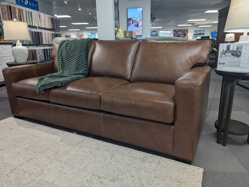 Baylor LEATHER Sofa Revelation Tigers Eye Frame &amp; Cushion Coil