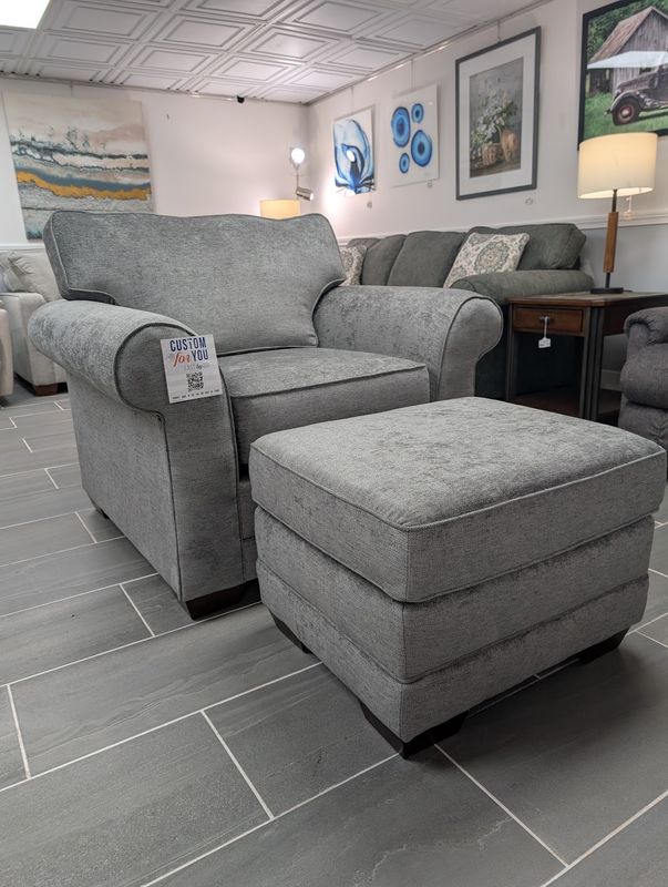 Brantley Chair &amp; Ottoman Brevard Grey