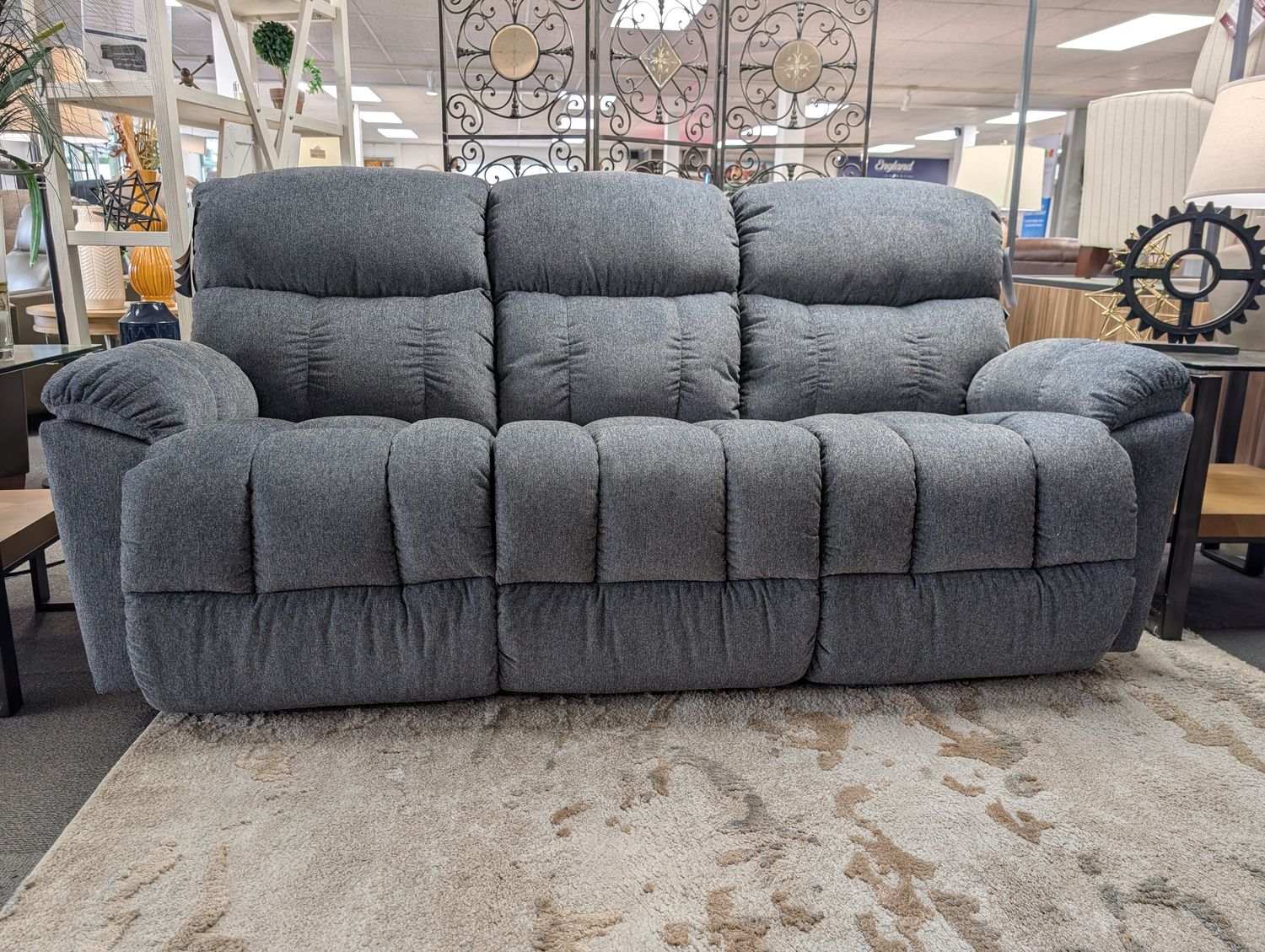 Morrison Reclining Sofa With Drop Down Table - Rome Indigo Fabric