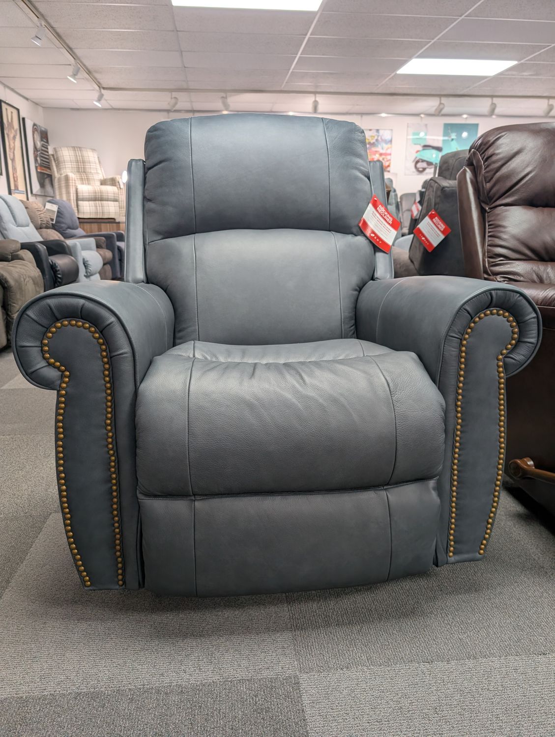 Dutton Rocking Recliner - Majestic Match Blue Leather