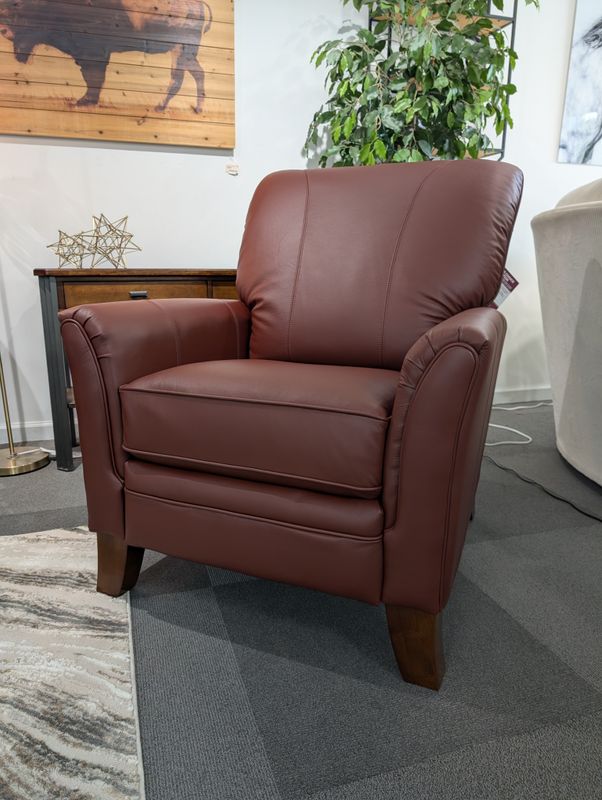 Riley High Leg Reclining Chair Samba Crimson Leather FD