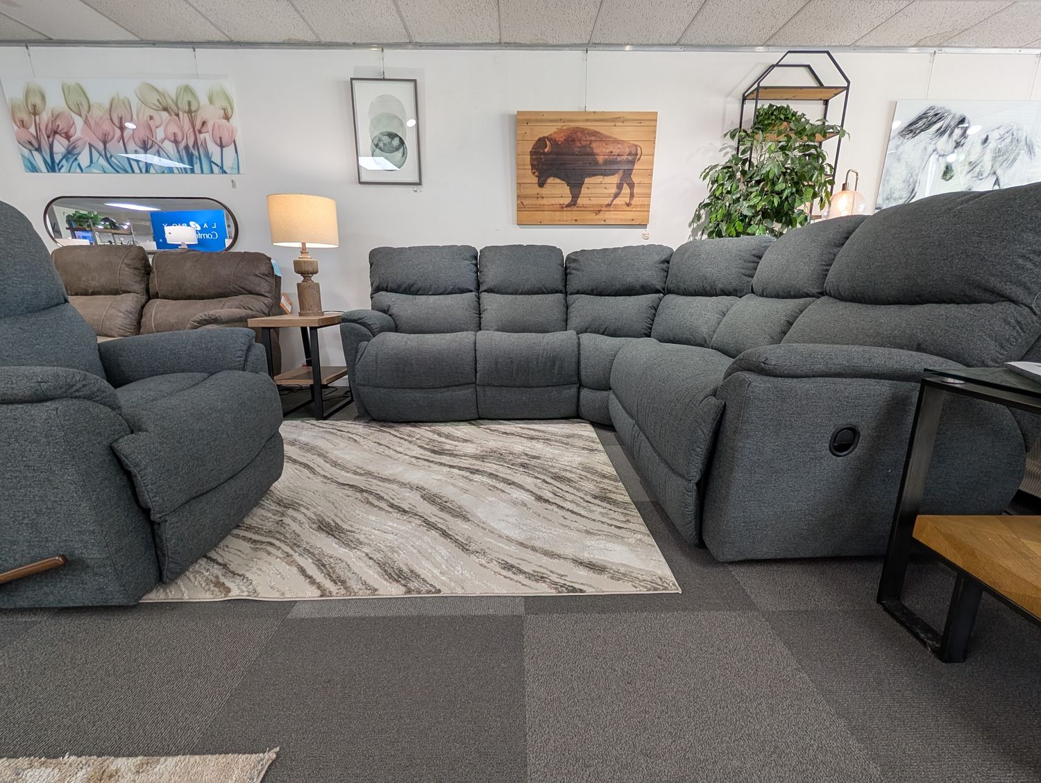Trouper 3 Piece Sectional - i-Westvale Charcoal Fabric