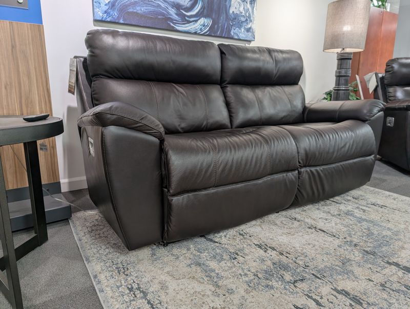 Roman Power Reclining 2-seat Sofa With Headrest, Lumbar Wireless Remotes - Prestige Chocolate Leather Clearance