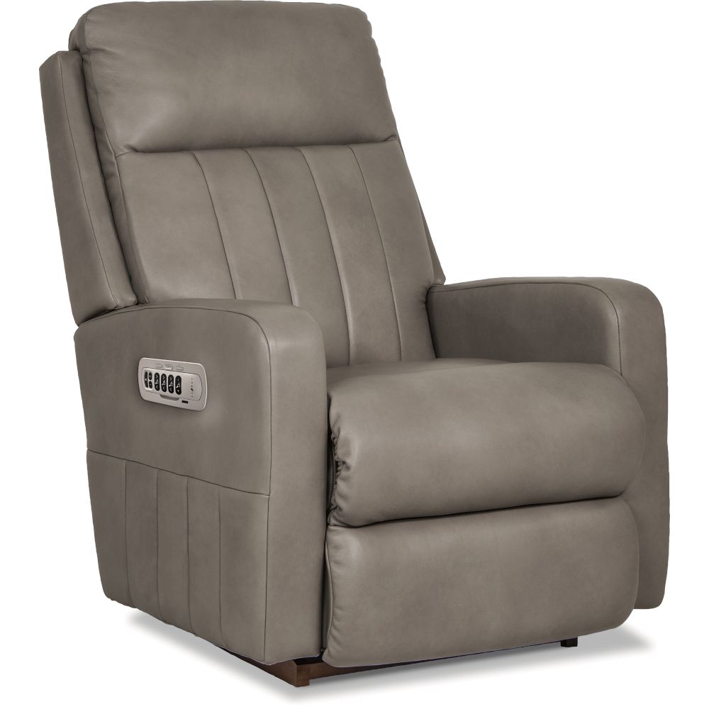 Finley Power Rocking Recliner With Headrest, Lumbar Contour Cushion - Rogue Pewter Leather FD