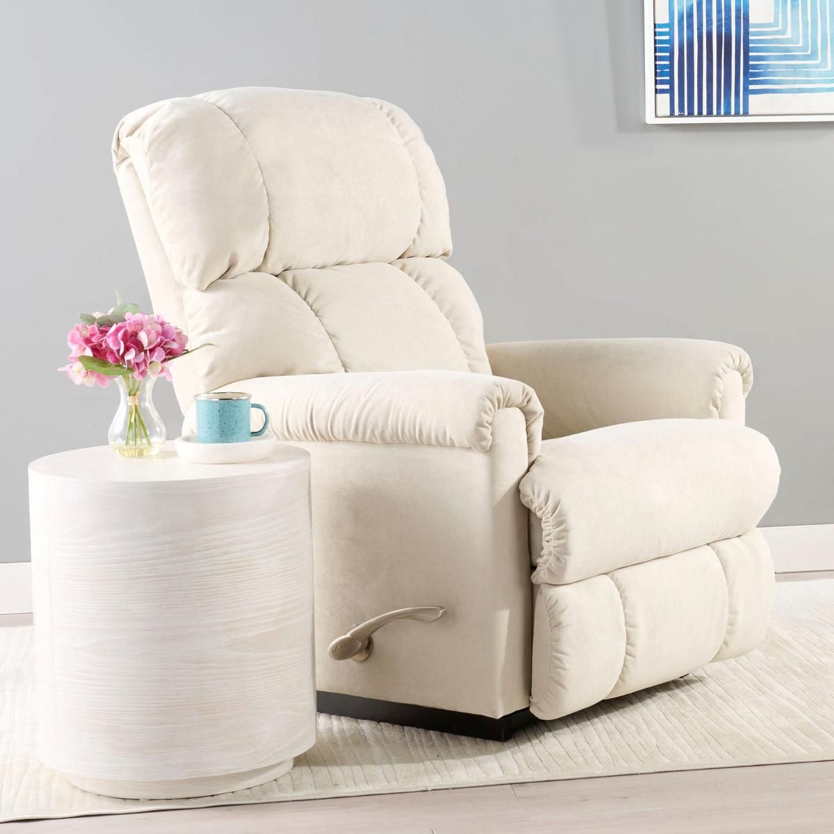 Pinnacle Rocking Recliner Contour Cushion, Arc Handle - i-Hallandale Ivory Fabric