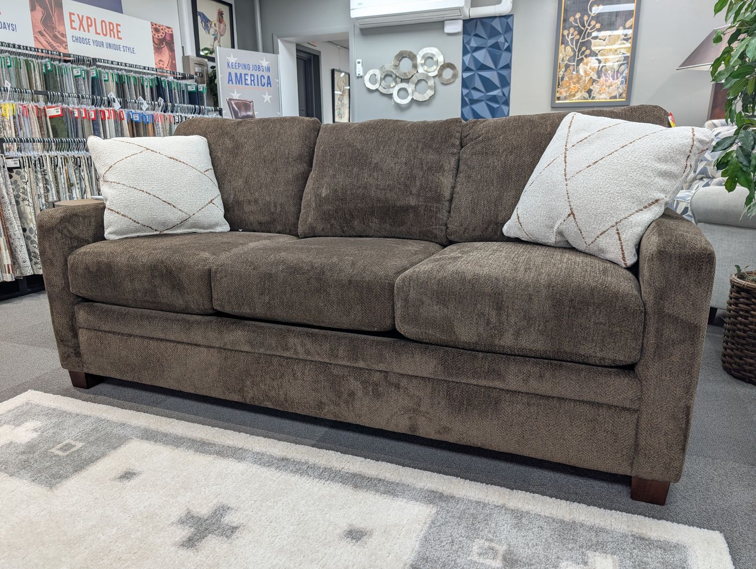 Norwood Sofa Perdue Bark With Coil Cushion and Frame Upgrade