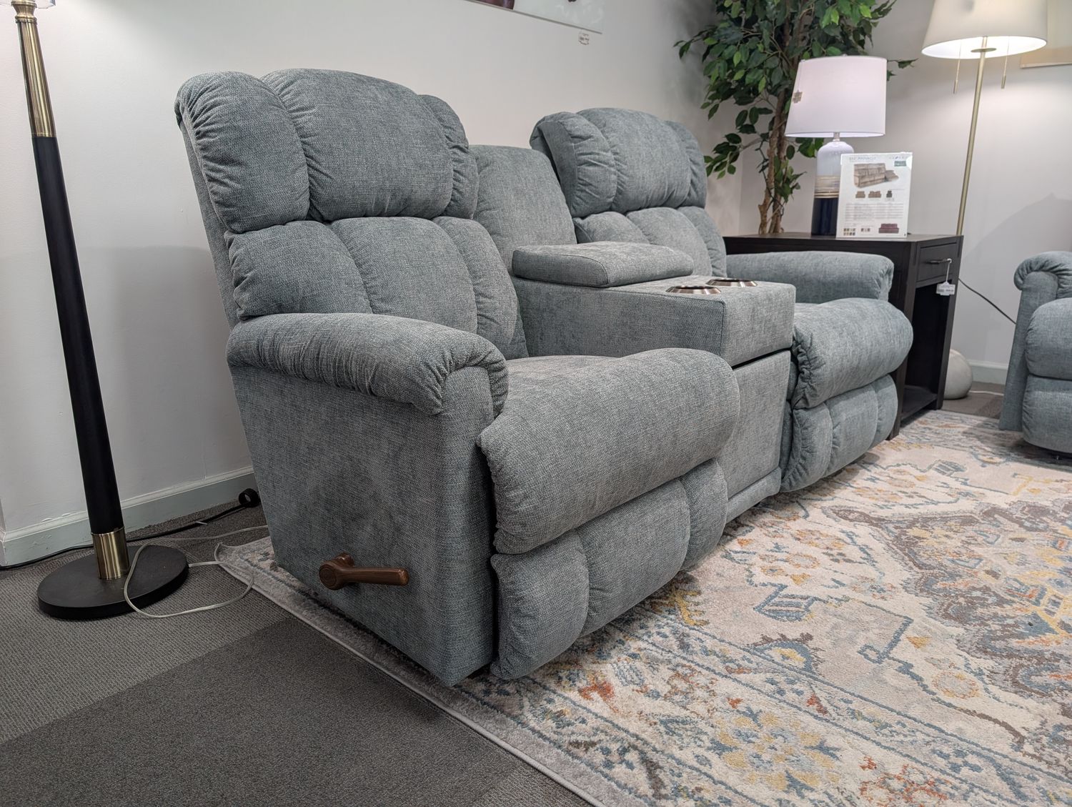 Pinnacle 3 Piece Rocking Loveseat - i-Eugene Lake Fabric