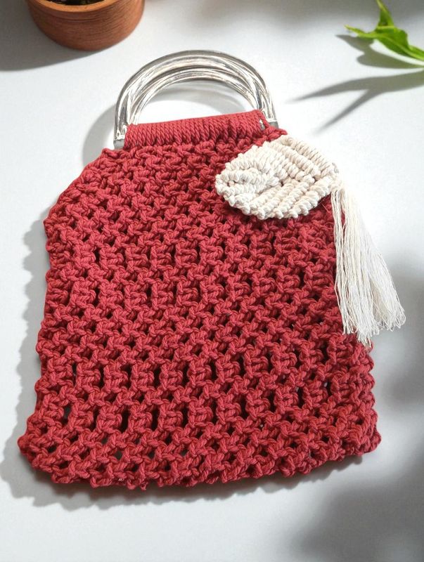 Sac à Main en Macramé Rouge
