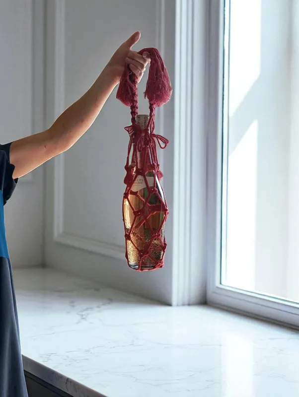 Porte-bouteille en macramé Strass– Format Magnum 1,5 L