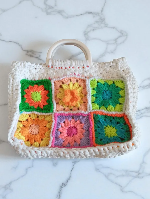 Sac Granny Square Au Crochet Fait Main