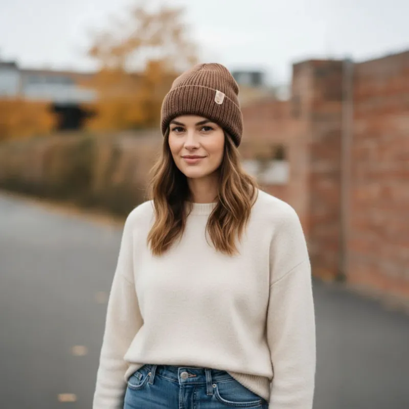 Bonnet Tricot Marron En laine FeniCrochet