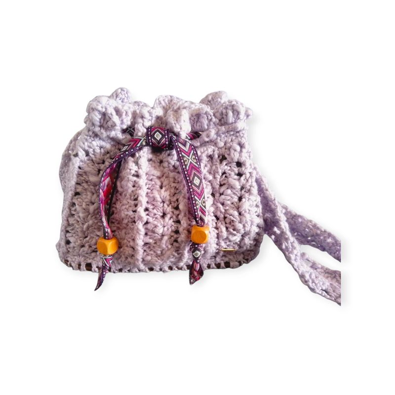 Sac Seau Bohème Chic au Crochet - Modèle Luna Lilas