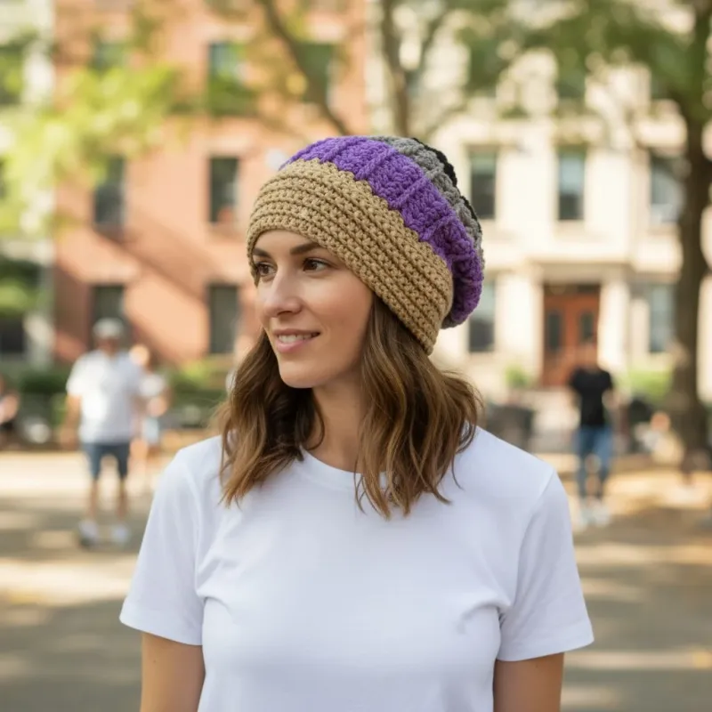 Bonnet en crochet multicolore